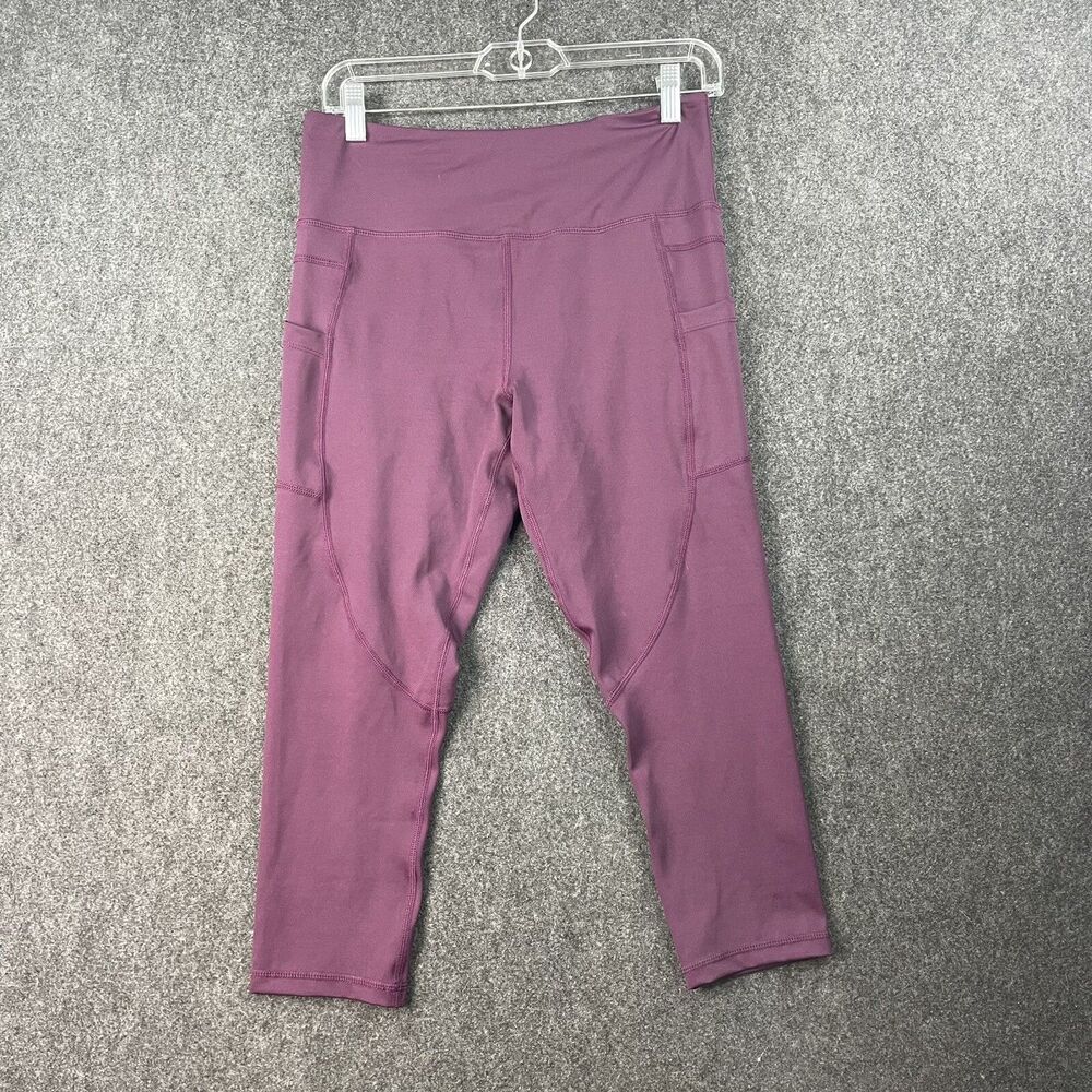 Zyia Leggings Women's 8-10 Purple Eggplant Side Pockets Cropped Athletic